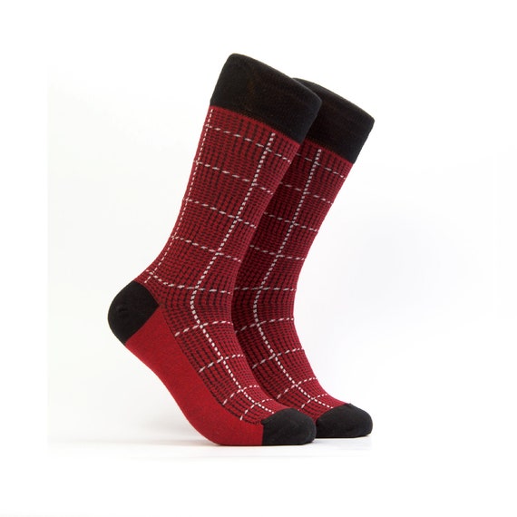 Red Mens Dress Socks Gift For Groomsman Socks For Him Best Man | Etsy
