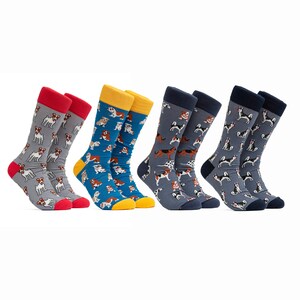 Men&#39;s Socks Dogs With Animals Funny  Gift Box Dress Socks Crazy Unisex Happy Socks Colorful Groomsmen Gift Box Socks Husky Dalmatian Bulldog