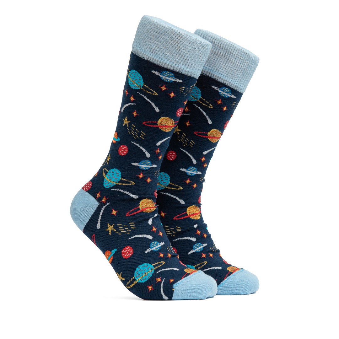 Galaxy Planets Socks, Saturn Pattern Crew Socks - Etsy