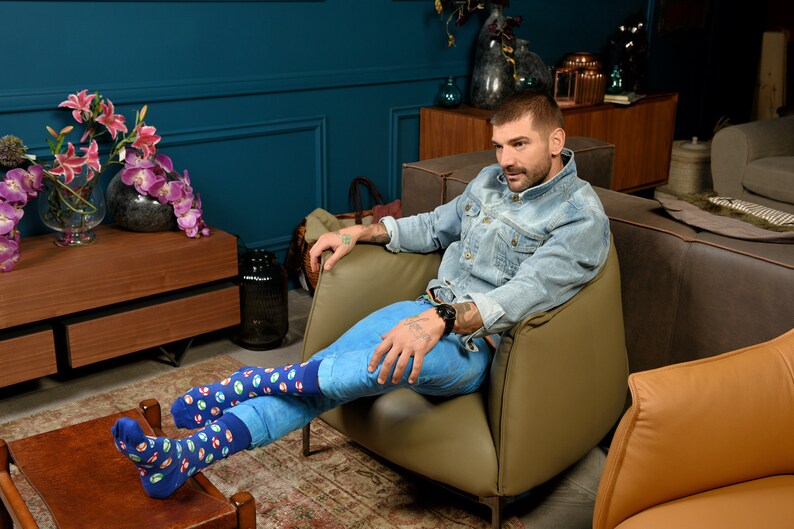 Groomsmen Socks Mens Gift Ball Crew Socks Best Gift For Him Happy Mid Calf Pattern Balls Socks Handmade