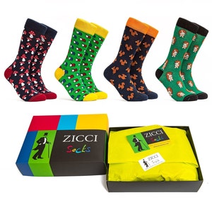 Funny Mens Socks Unisex Crazy Womens Dress Socks With Animals Gift Box Groomsmen Socks Cool Colorful Socks Happy Feet