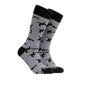 Killer Whale  Socks For Men&#39;s and Women Gift For Anniversary Happy Crew Socks Colorful Crazy Mid Calf Socks Wale Pattern Orca Killer Socks