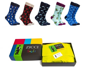 Animal Print Cotton Blend Socks Set, Colorful Fun Crew Socks