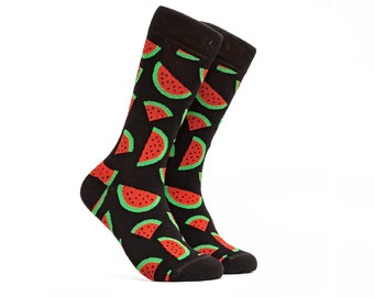 Watermelon Socks For Her Him Happy Womens Mens Crew Socks Gift Mid Calf Colorful Crazy Socks Pink Pattern Socks
