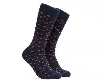 Mens Dress Socks Colorful Groomsmen Socks Funny Gift For Him Happy Crew Socks Best Mid Calf Socks Funky Pattern Blue Handmade Socks