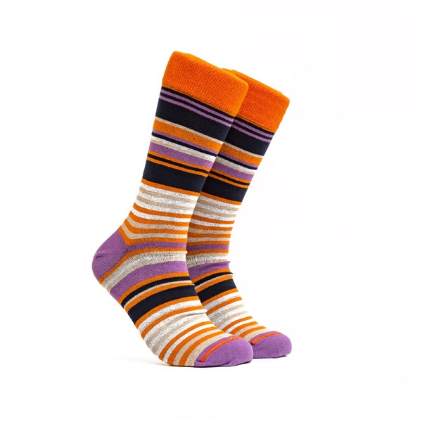 Mens Dress Socks Happy Groomsmen Socks Funny Gift For Him Colorful Crew Socks Best Mid Calf Socks Funky Pattern Orange Handmade Socks