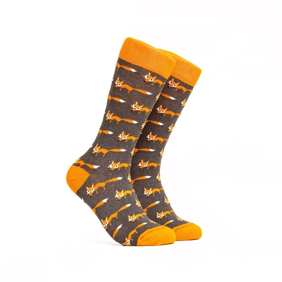 Fox Socks Crazy Dress Socks Fun Pattern Socks Mens and Womens | Etsy