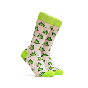 Frog Socks Mens Fun Pattern Socks Womens Crazy Dress Socks Happy Groomsman Crew Socks Unisex Mid Calf Socks Gift Colorful Animal