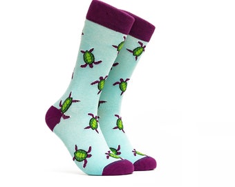 Turtle Crew Socks: Funky Mid-Calf Socks, Groomsmen Gift