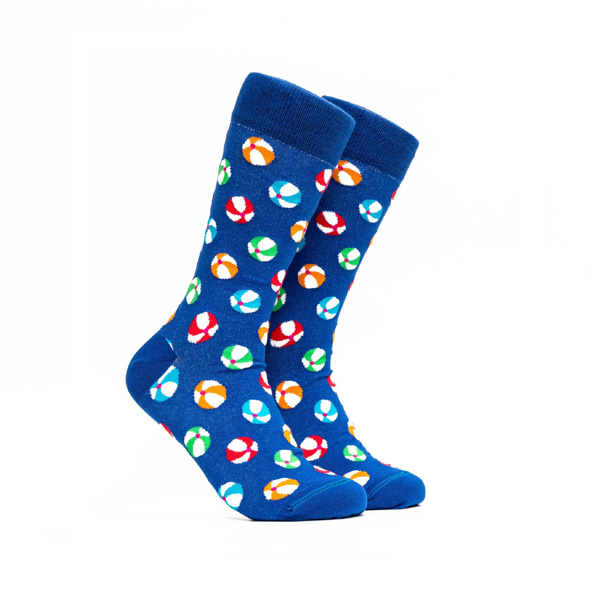 Beach Ball Crew Socks, Funky Cotton Mid-Calf Socks