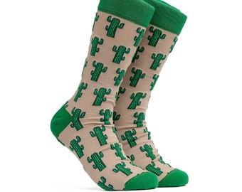 Cactus Socks Crazy Groomsman Socks Happy Men's Fun Pattern  Dress Socks Colorful Crew Socks Unisex Cactus Mid Calf Socks Gift For Him