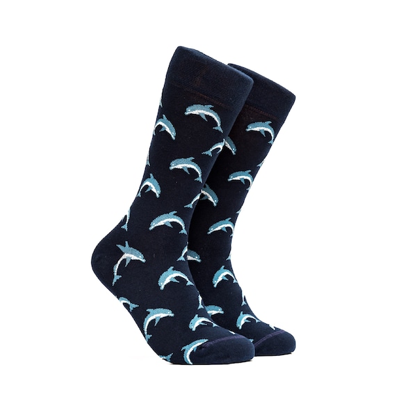 Dolphin Socks Crazy Groomsman Socks Happy Mens Fun Pattern Womens Dress Socks Colorful Crew Socks Unisex Animal Mid Calf Socks Gift For Him