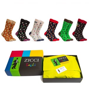 Funny Socks Mens Crazy Dress Socks Groomsmen Gift Box Socks Cool Gift Colorful Party Beer Wine Coffee Socks Set