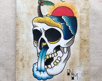 5x7 Print, Beach Skull