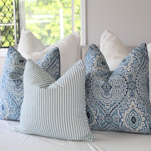 Hampton's Style Cushions, Blue and White Damask Cushion Covers. Hampton's Style Pillows, Hampton's decor, Coastal Hamptons Australian made