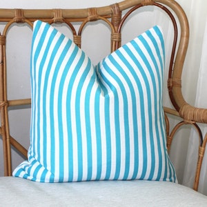 Beautiful Turquoise Aqua striped outdoor indoor cushion covers Made in Australia