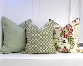 Salbei Olive Diamond Kissenbezüge von Alvita Warwick Fabrics | Hamptons Style, Floral & Peacock Dekorative Kissen für Wohnzimmer Dekor