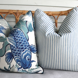 Iconic Koi Fish Blue cushion covers P Kaufmann cushion covers Made to order in Australia