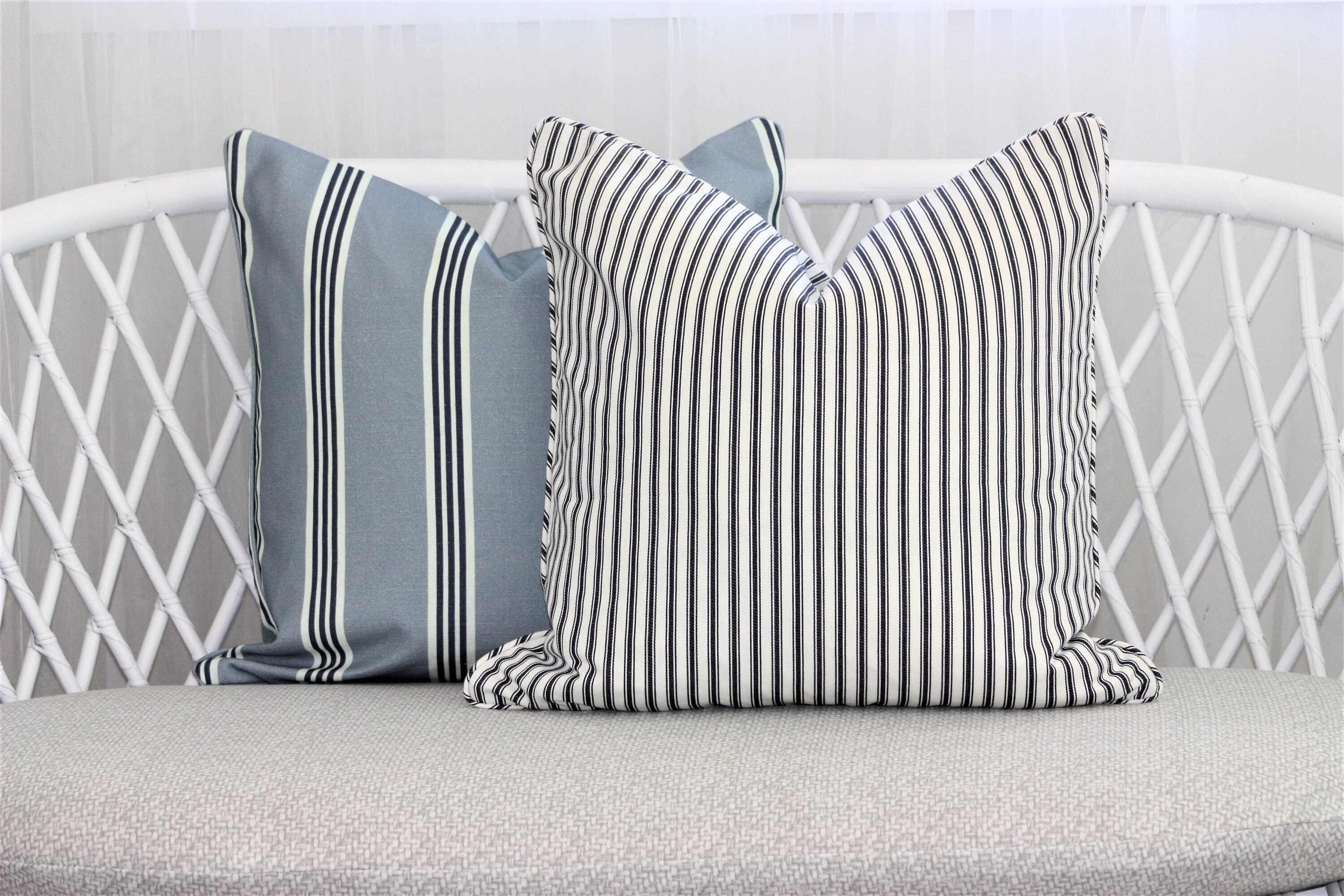 Ticking Stripe Cushions Blue Ticking Stripe Pillows Etsy