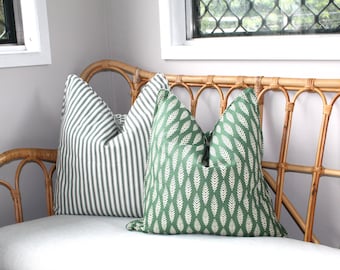 Funda de almohada con estampado de follaje verde, 100% algodón, Hamptons Decor. Sin cargos arancelarios.