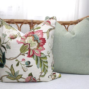 Floral Linen designer cushion cover, Red ticking stripe cushions, Hamptons Decor Decorative cushions, kravet cushions Australian made
