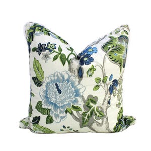 P Kaufmann Fanciful Florale, cojines estilo Hampton en verde azulado, cojines grandes con motivos florales fabricados en Australia, cojines reversibles