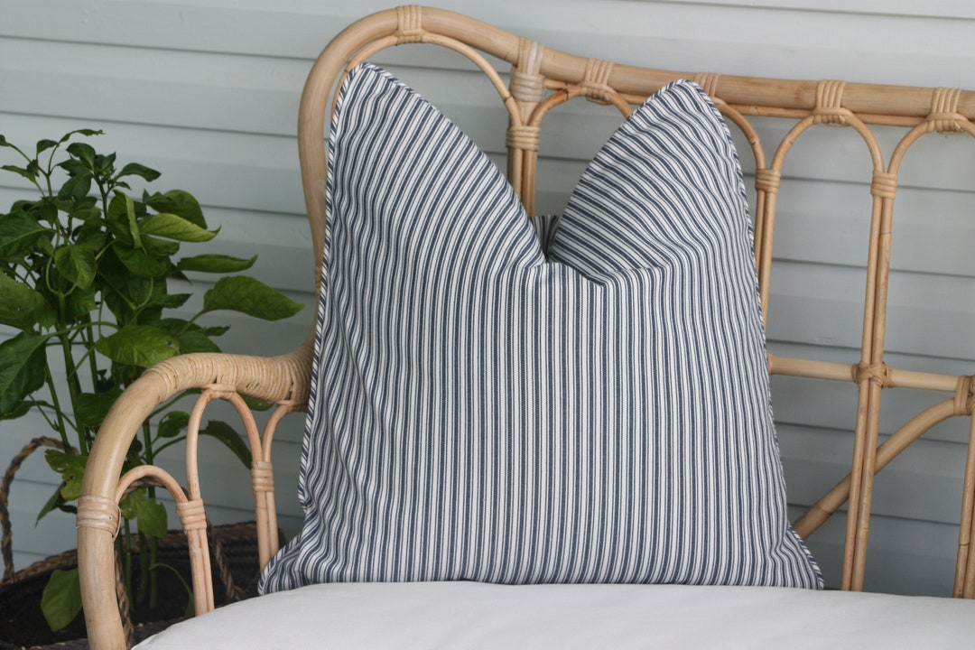 Hamptons Style Cushion Covers. Farmhouse Style Cushions Stripe Ticking