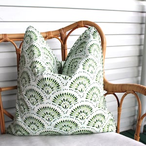 Amelia Twill Soothing Aloe Cushion Cover Reversible Green Cushions Green ticking Cushion cover, Green Hampton style Cushions Australian made