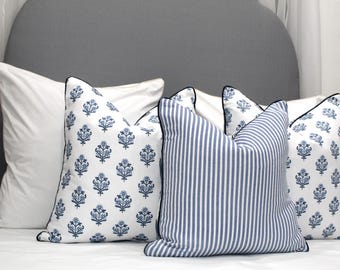 Classic Ticking Cushions, Blue Ticking Stripe Pillows, Hampton&#39;s Pillows, Cover Only. Blue & White Cushions, Scatter Cushion covers