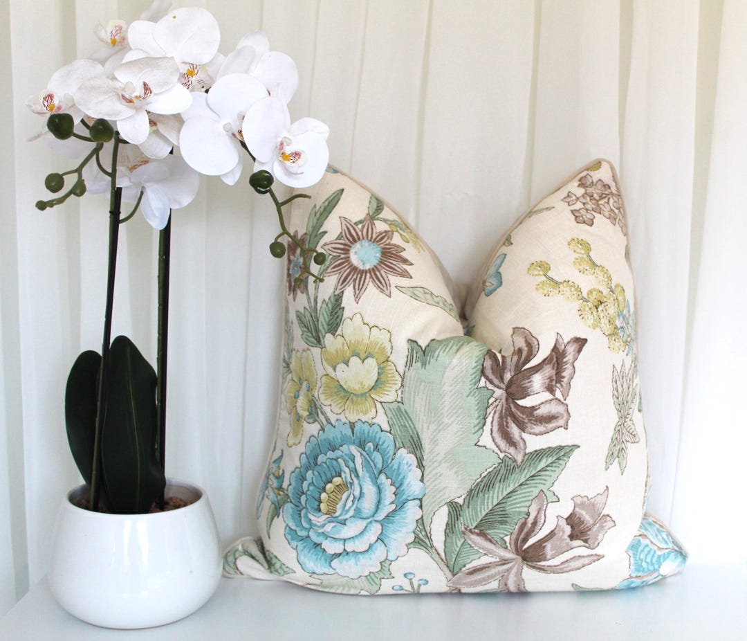 Curated visual reference: Limited Edition Linen Cushion Covers Green Floral Hampton Style Photo Inspiration