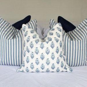 Fundas de cojín con estampado de amapola azul Laura & Kiran, fabricadas en Australia, fundas de cojín estilo Hampton,