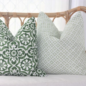 Geometric Green  cushions, Hampton style cushions, Hamptons decorations, Luxurious Piped cushions, Made in Australia