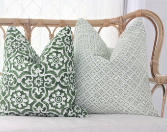 Geometric Green  cushions, Hampton style cushions, Hamptons decorations, Luxurious Piped cushions, Made in Australia