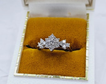 Beautiful 14K White Gold and Genuine Diamond Statement Ring, Diamond Cluster Ring, Cocktail Ring