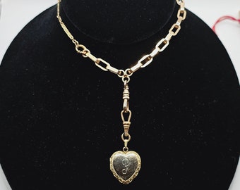 Precioso encanto de medallón de corazón lleno de oro con clip lleno de oro incluido, colgante de medallón
