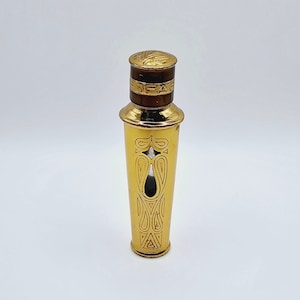 Vintage Faberge' Roll-On Scent Bottle, Art Deco Brass and Glass Perfume Bottle