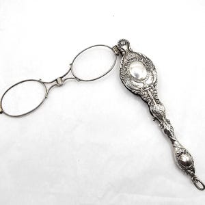 Wonderful Antique Folding Lorgnette Glasses by Krementz and Co., Ornate Sterling Silver Reading Glasses, Circa 1900, Vintage Accessory