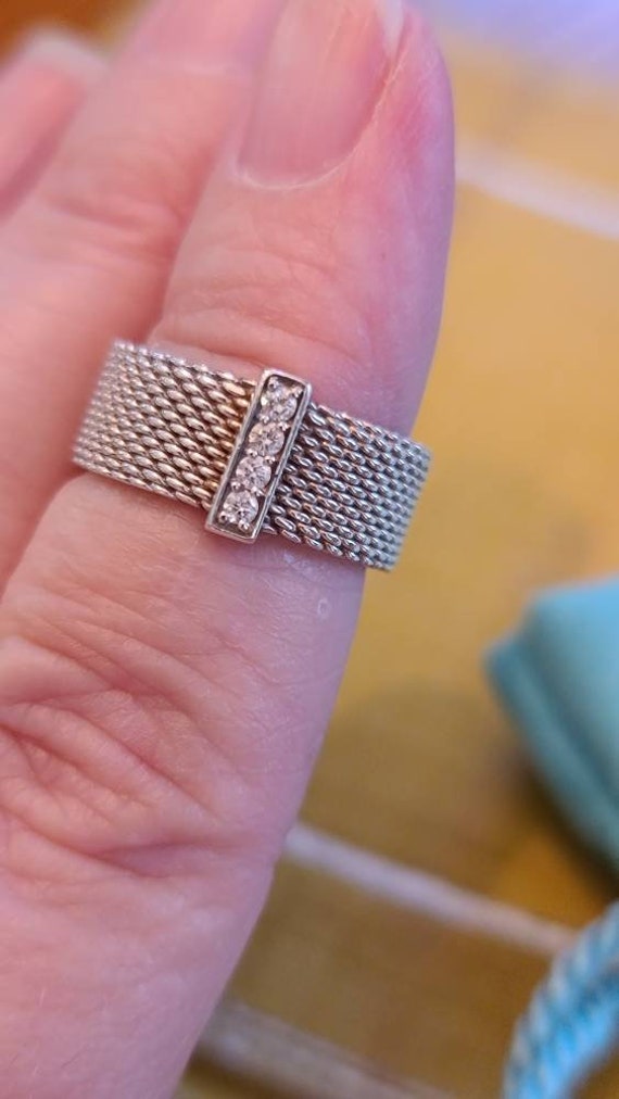 Size 7 Tiffany & Co Somerset Mesh Basket Weave Ring in Sterling Silver  Unisex | eBay