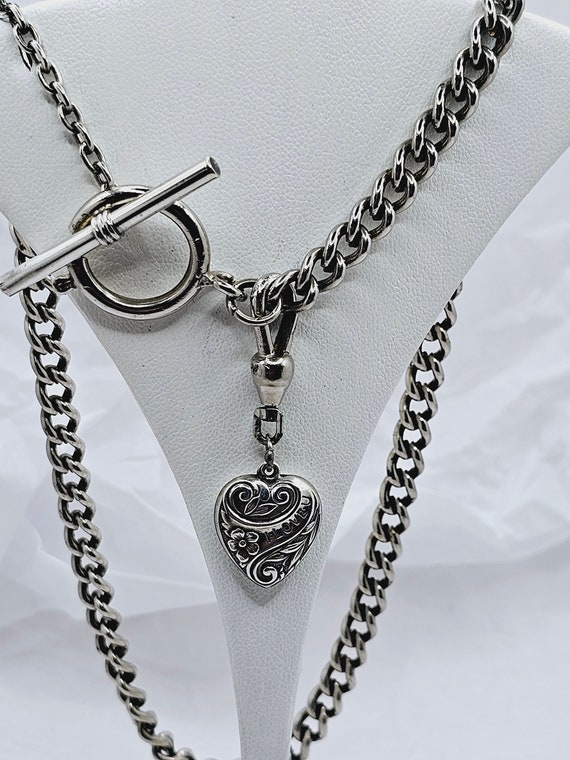Antique Sterling Silver Watch Chain Choker Neckla… - image 1