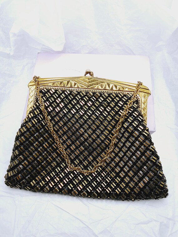 Beautiful Black and Gold Beaded Whiting and Davis… - image 2