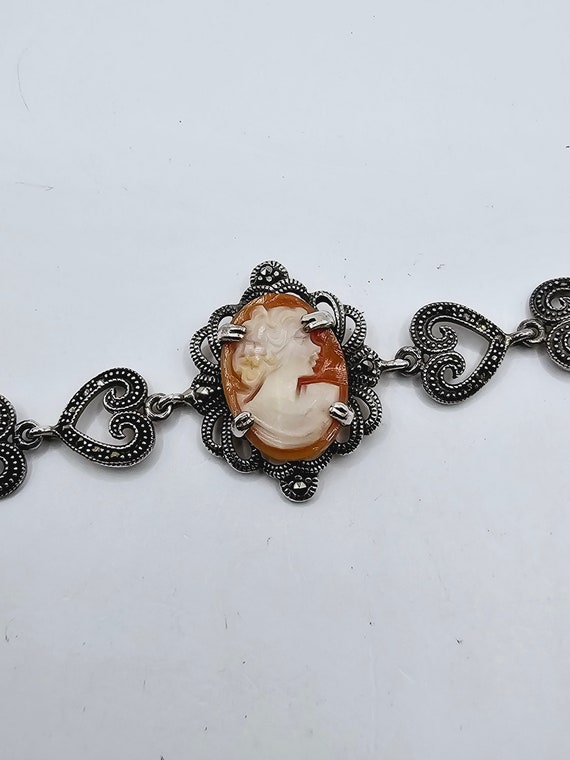 Vintage Victorian Style Cameo Bracelet, Sterling S