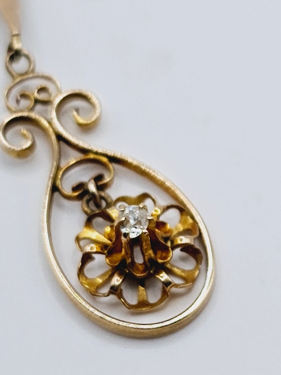Dainty Diamond and 10K Yellow Gold Pendant Neckla… - image 2