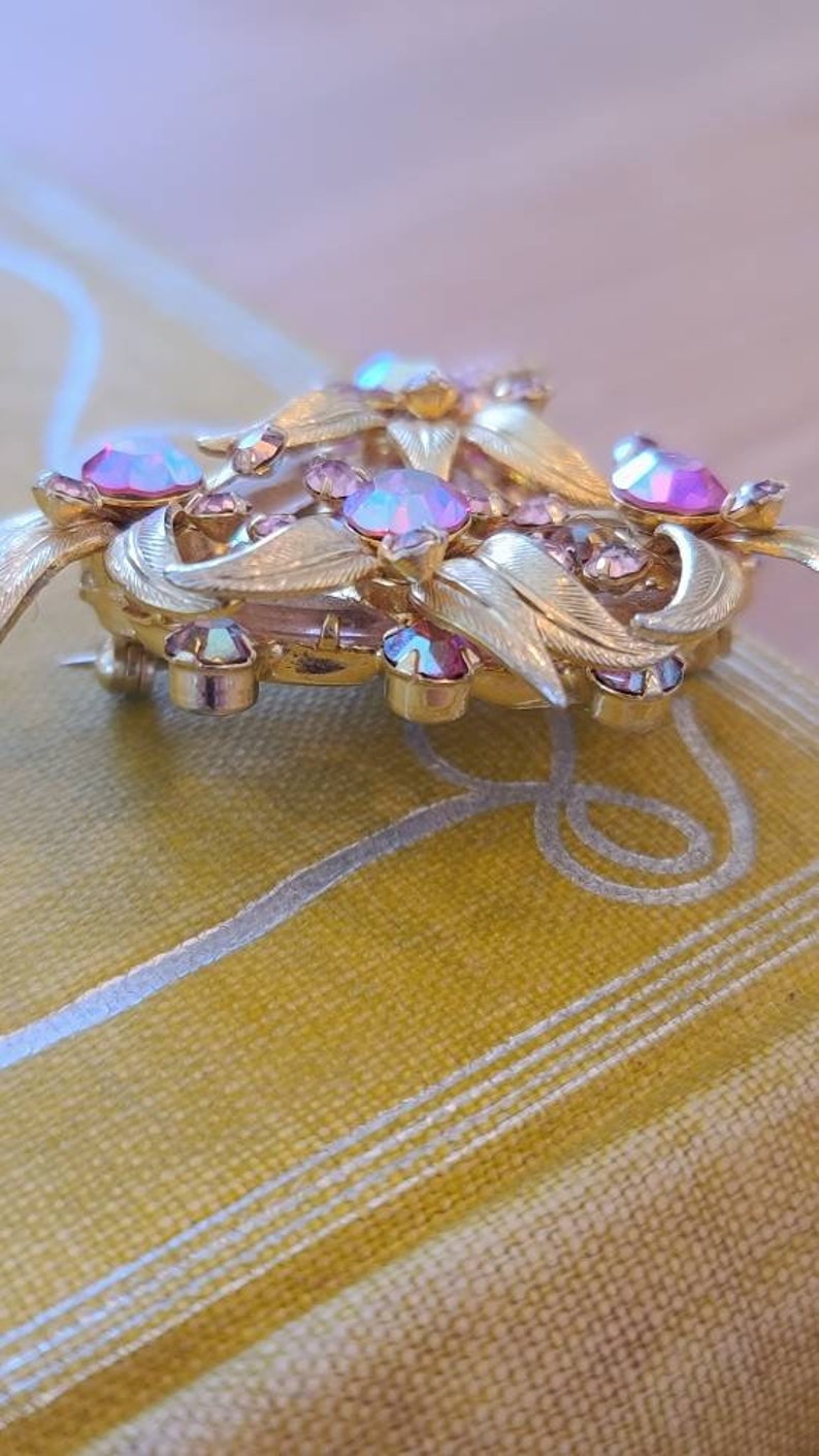 Verified Juliana Brooch in Pink and Gold Floral Bouquet Motif