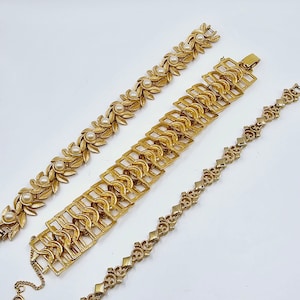 Nice Collection Of Gold-Tone Mid Century Bracelets, Roget&#39; and Trifari for Avon