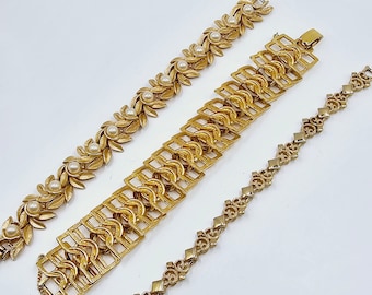 Nice Collection Of Gold-Tone Mid Century Bracelets, Roget' and Trifari for Avon