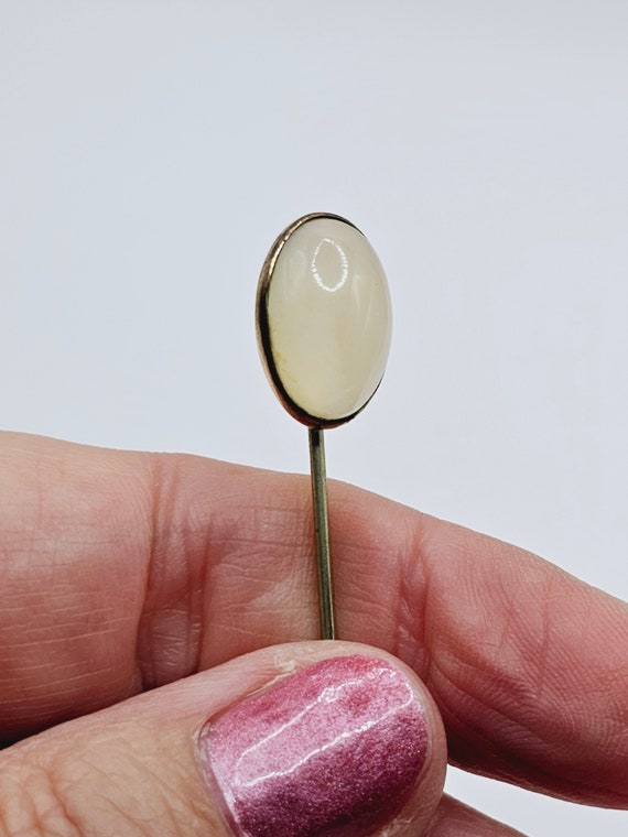 Lovely Old Antique Moonstone Stick Pin with Solid… - image 2