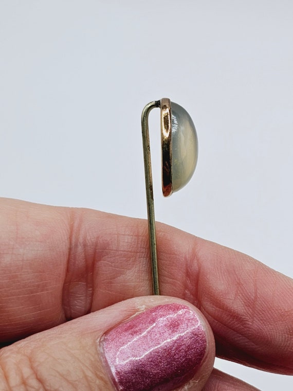 Lovely Old Antique Moonstone Stick Pin with Solid… - image 3