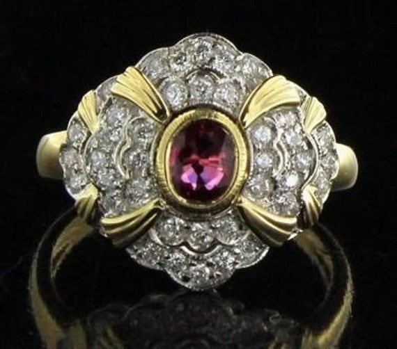 Stunning 18KT Yellow Gold, Natural Ruby and Diamo… - image 3