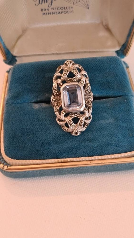 Huge Stunning Antique Blue Topaz, Marcasite, and S
