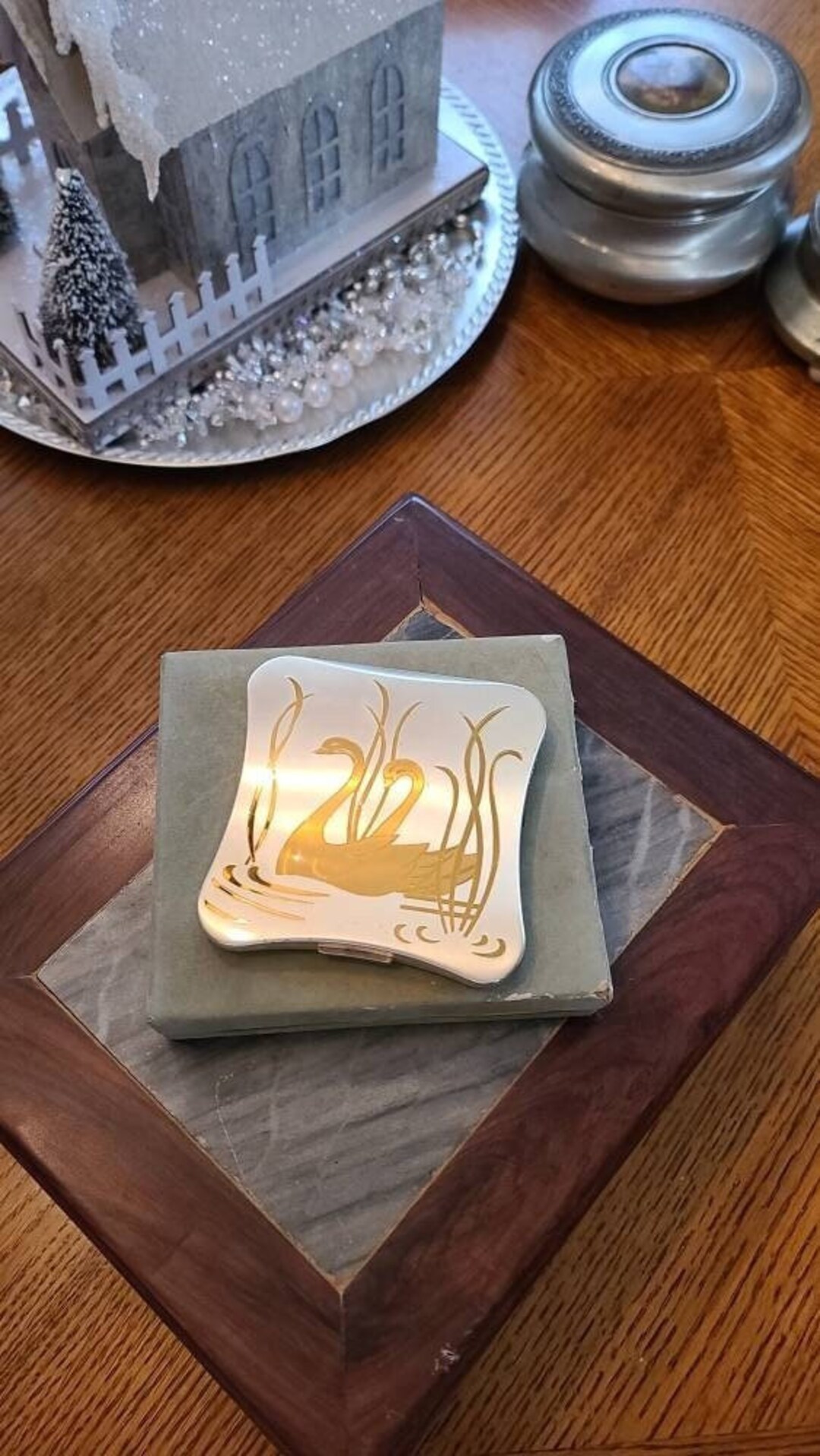NOS Elgin American Compact in Original Packaging, Swan Motif Etsy